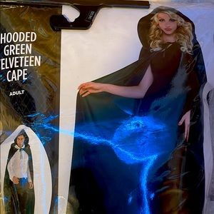 2 Hooded Green Velveteen Cape